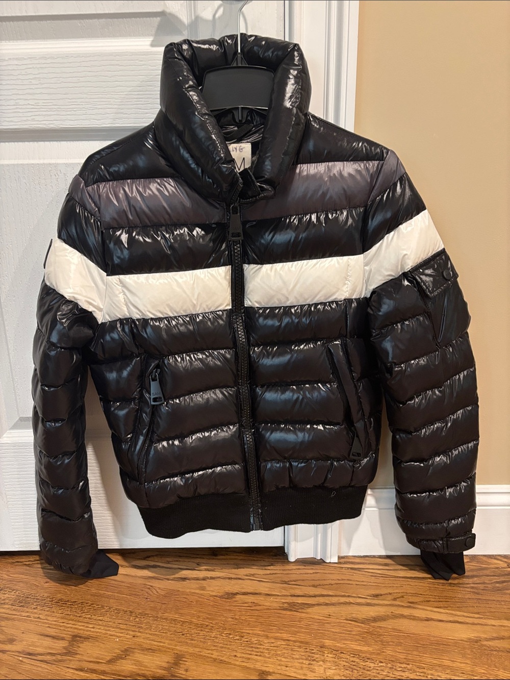 SAM. New York Girls Starburst Down Puffer Bomber Jacket - Black/Gray/White
